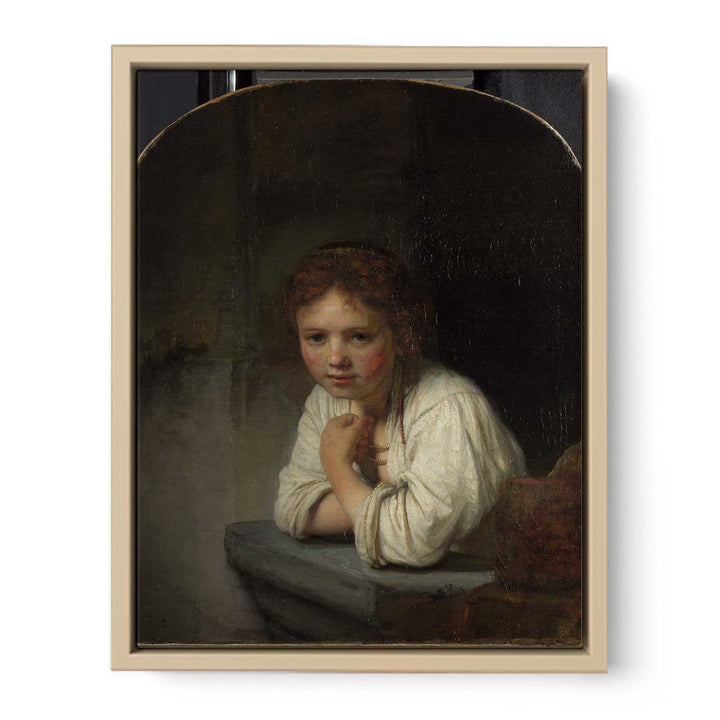 A Young Girl Leaning on a Window-Sill Painting
