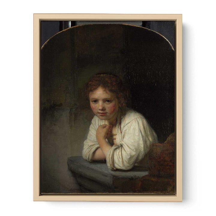 A Young Girl Leaning on a Window-Sill Painting