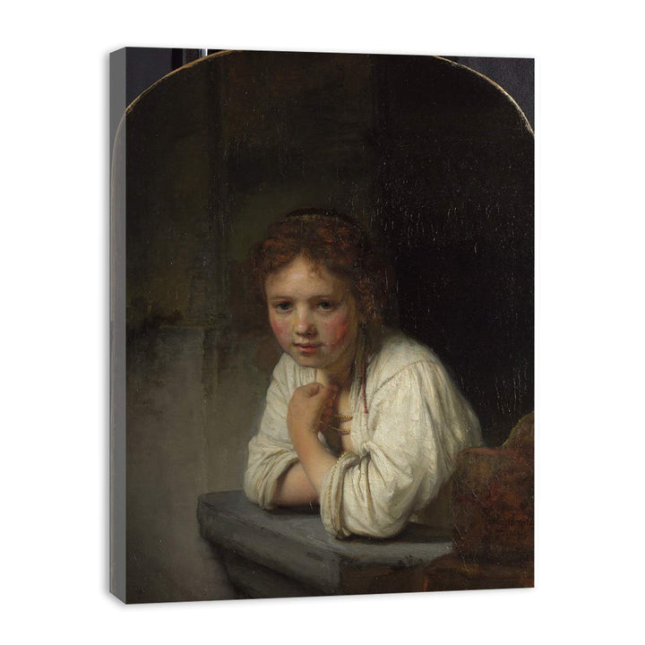 A Young Girl Leaning on a Window-Sill Painting