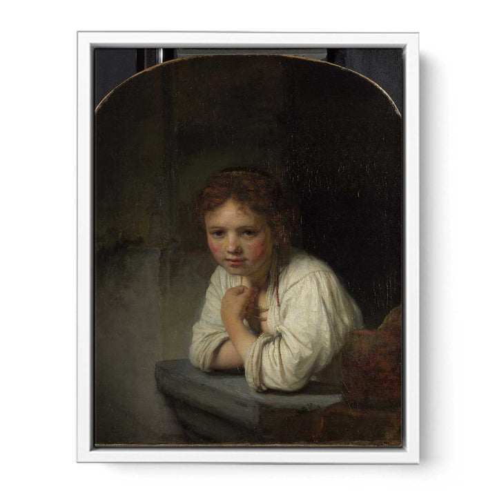 A Young Girl Leaning on a Window-Sill Painting