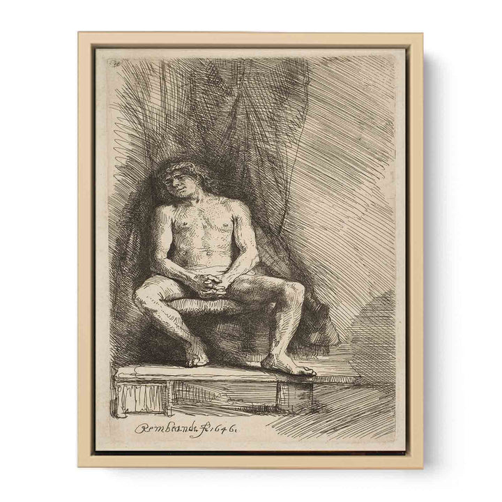 Study from the Nude Man Seated before a Curtain Painting