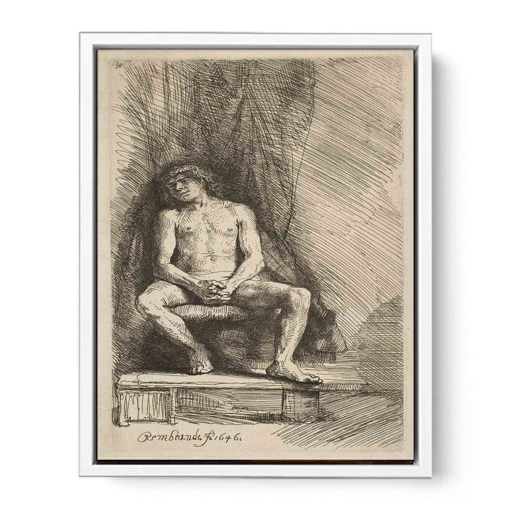 Study from the Nude Man Seated before a Curtain Painting