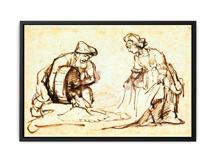 Boaz Casting Barley into Ruth's Veil c. 1645 Painting