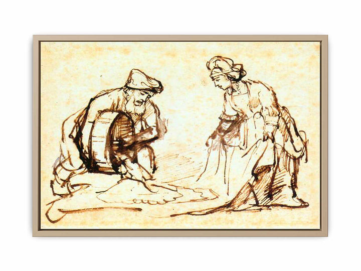 Boaz Casting Barley into Ruth's Veil c. 1645 Painting