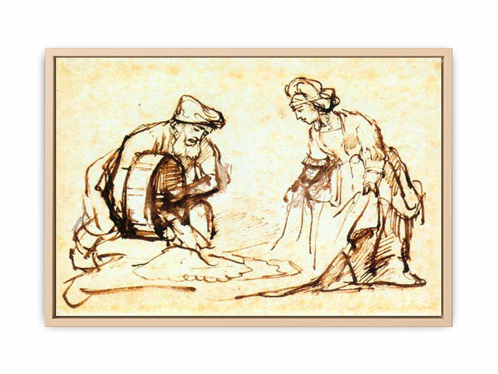 Boaz Casting Barley into Ruth's Veil c. 1645 Painting