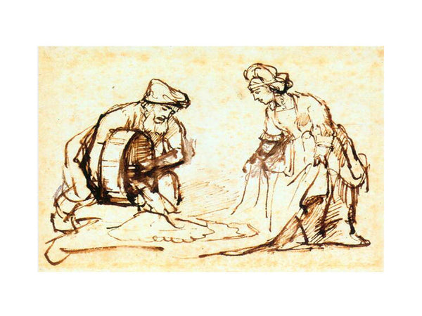 Boaz Casting Barley into Ruth's Veil c. 1645 Painting