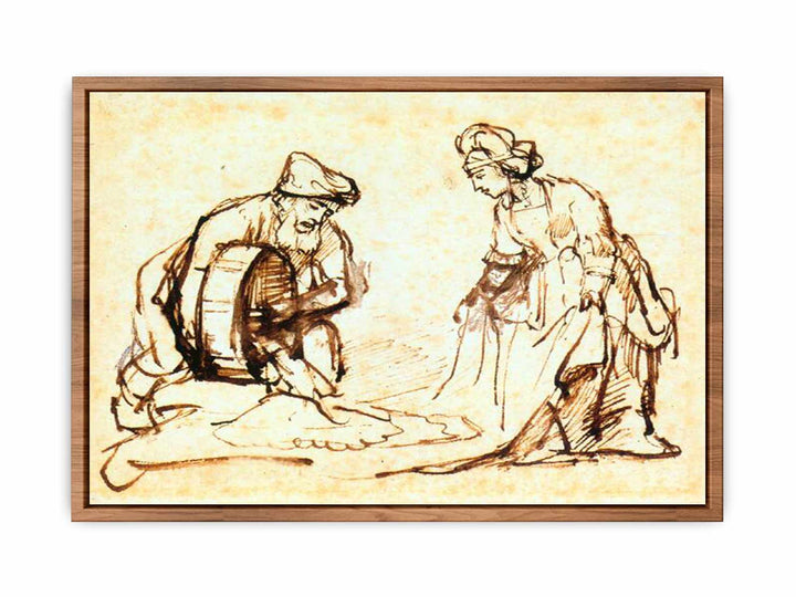 Boaz Casting Barley into Ruth's Veil c. 1645 Painting