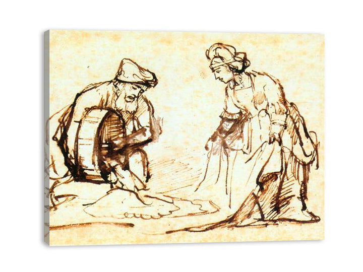 Boaz Casting Barley into Ruth's Veil c. 1645 Painting