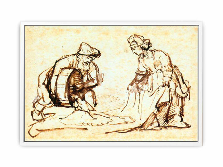 Boaz Casting Barley into Ruth's Veil c. 1645 Painting