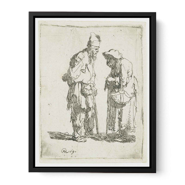 A beggar Man and beggar Woman conversing Painting
