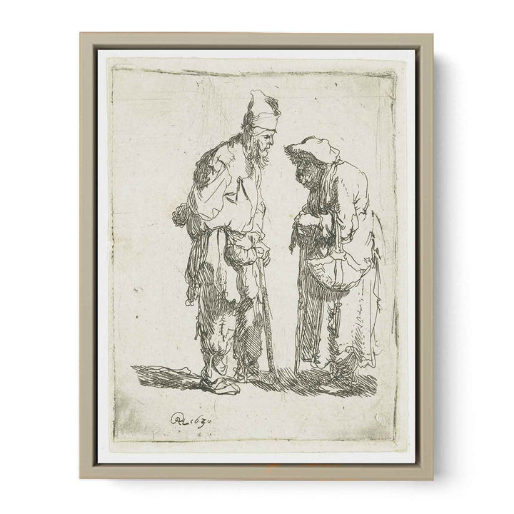 A beggar Man and beggar Woman conversing Painting