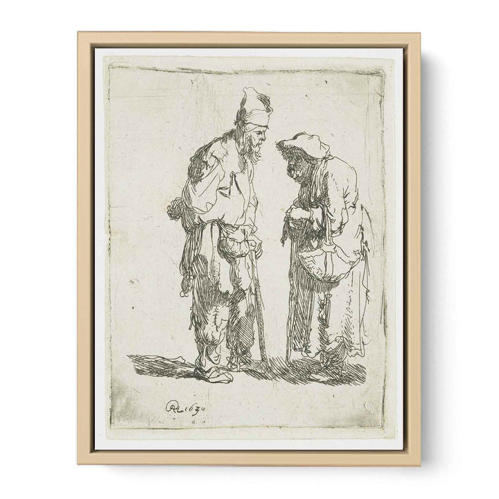 A beggar Man and beggar Woman conversing Painting