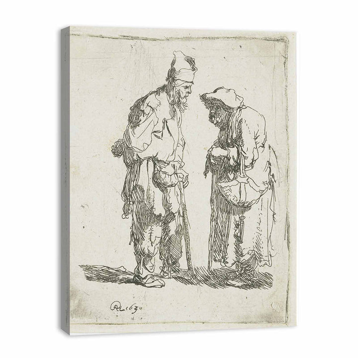 A beggar Man and beggar Woman conversing Painting