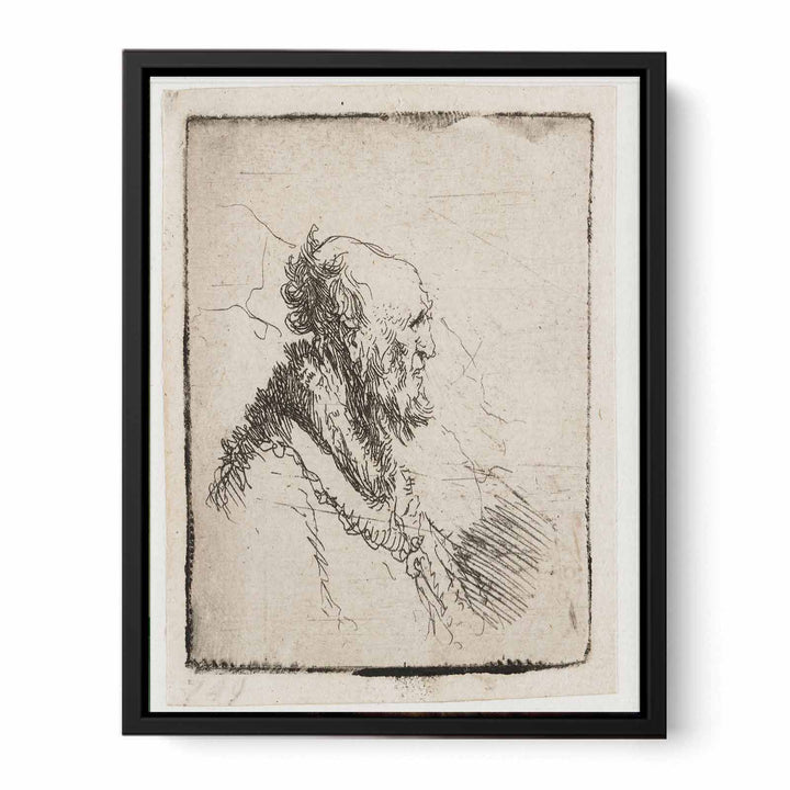 A bald old Man with a short Beard, in Profile Right Painting
