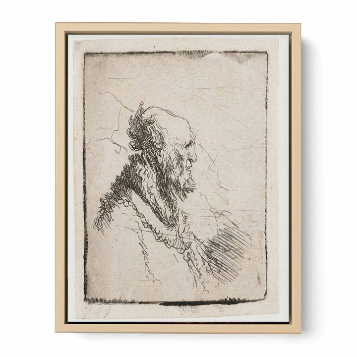 A bald old Man with a short Beard, in Profile Right Painting