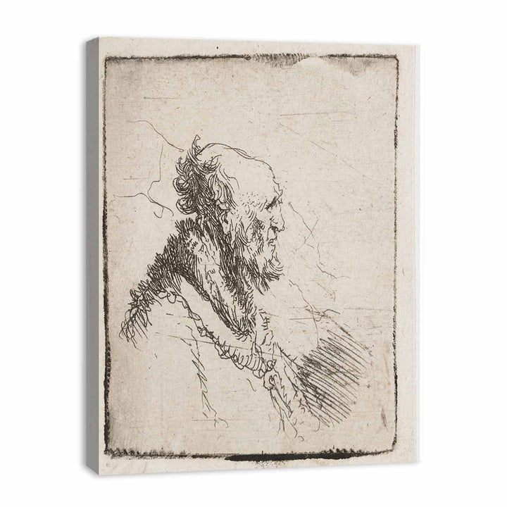 A bald old Man with a short Beard, in Profile Right Painting