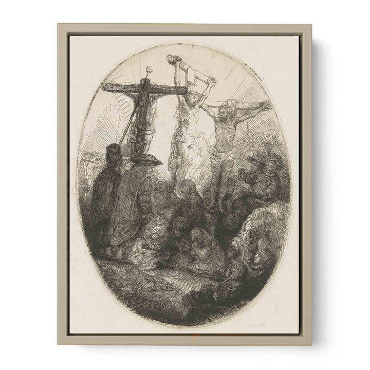 Christ crucified between the two Thieves An oval Plate
 Painting