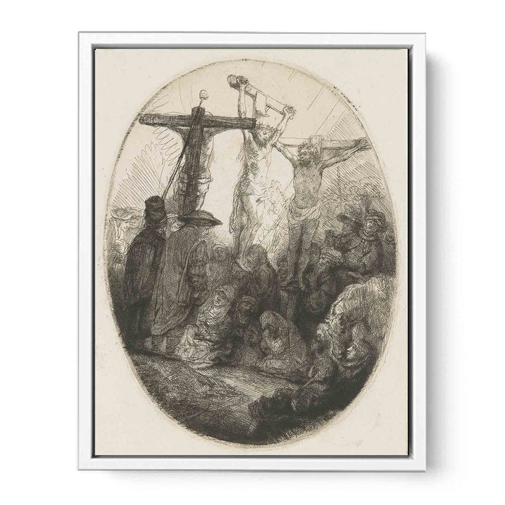 Christ crucified between the two Thieves An oval Plate
 Painting