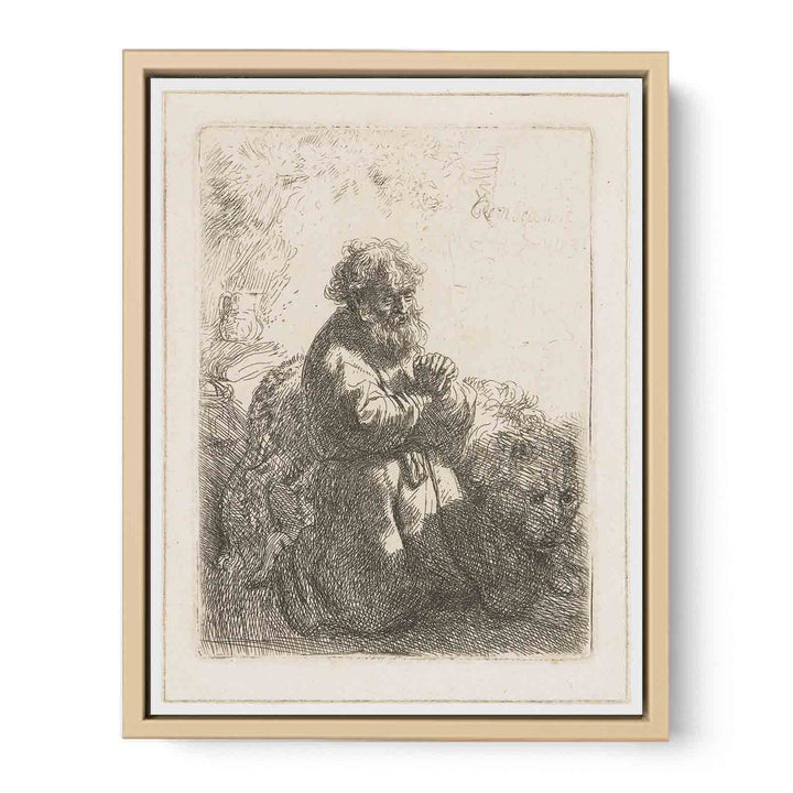 Saint Jerome kneeling in Prayer, looking down
 Painting