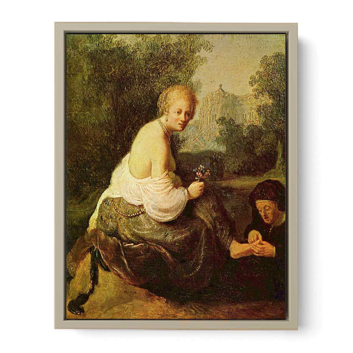 Bathsheba at her toilet, seen by King David Painting