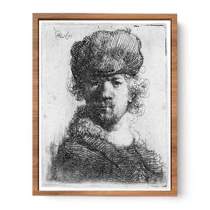 Self-Portrait in a heavy Fur Cap Bust Painting