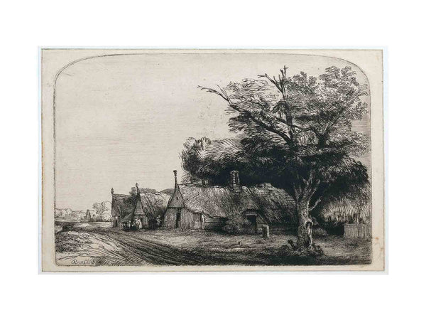 Landscape with three gabled Cottages beside a Road Painting