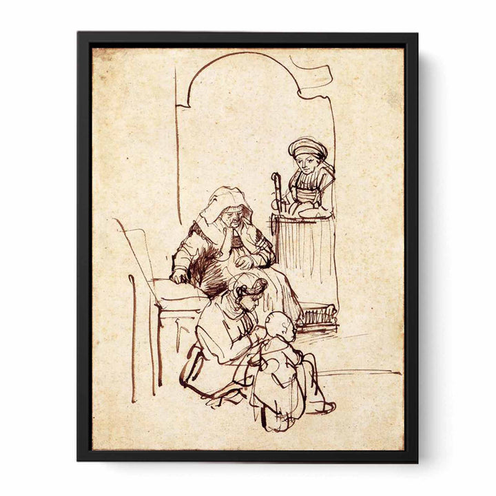 Three Women and a Child at the Door
 Painting