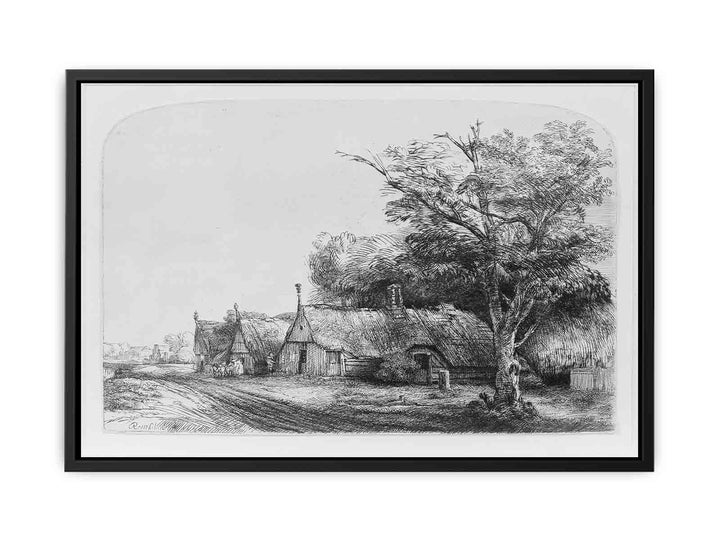 Three Gabled Cottages Beside A Road
 Painting