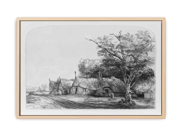 Three Gabled Cottages Beside A Road
 Painting