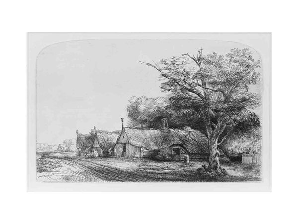Three Gabled Cottages Beside A Road
 Painting