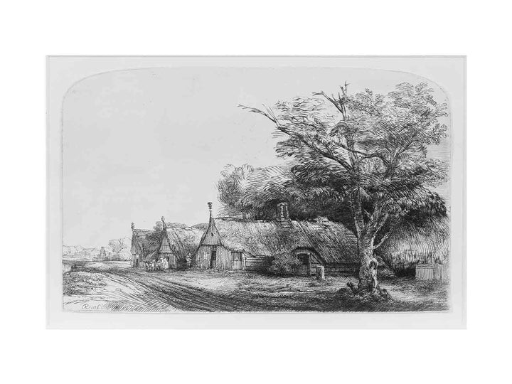 Three Gabled Cottages Beside A Road
 Painting