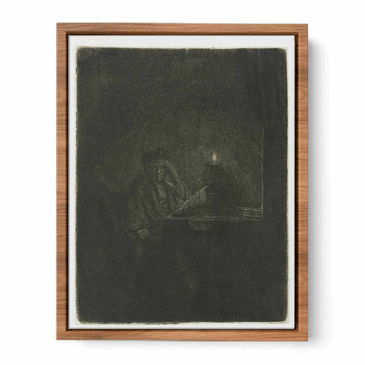 A Student at a Table by Candlelight
 Painting