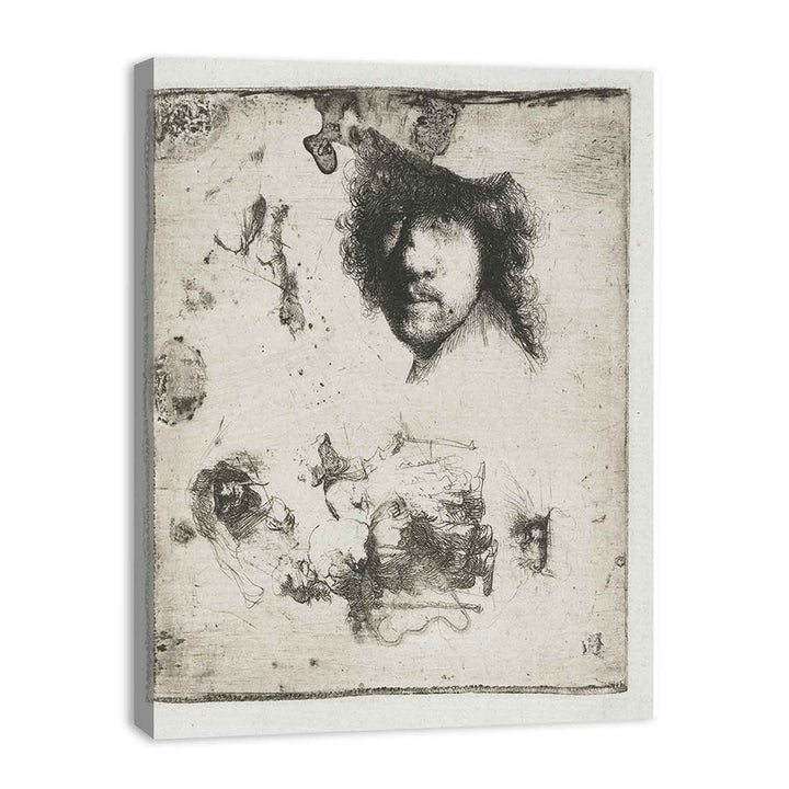 Sheet of Studies Head of the Artist, a Beggar Couple, Heads of an old Man and an old Woman, etc.
 Painting