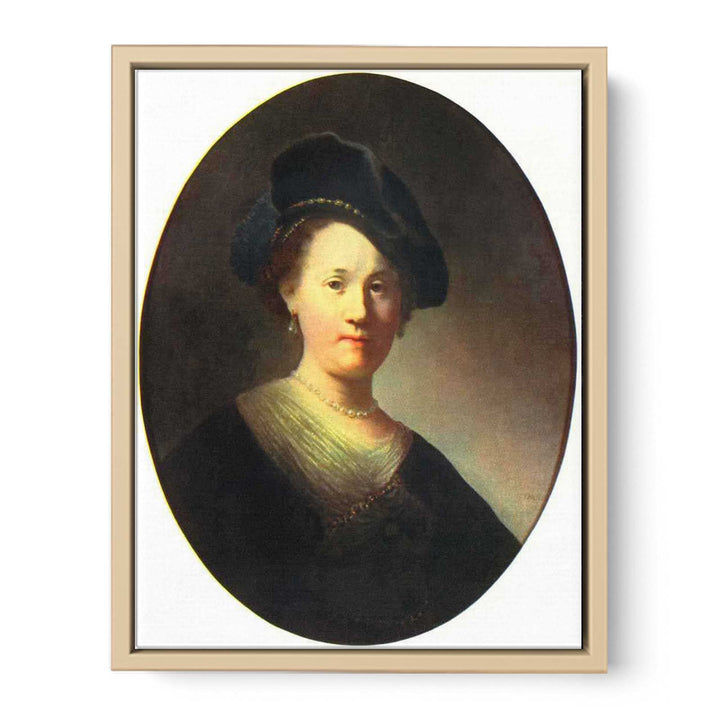 Portraits of a young woman with a pearl-studded beret, Oval Painting