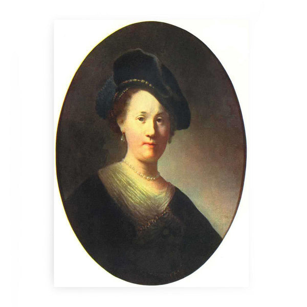 Portraits of a young woman with a pearl-studded beret, Oval Painting