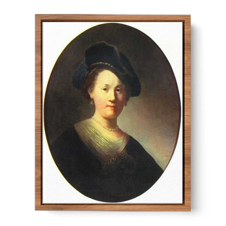 Portraits of a young woman with a pearl-studded beret, Oval Painting