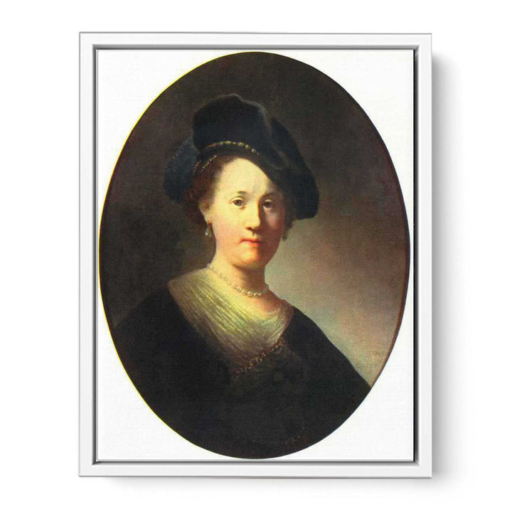 Portraits of a young woman with a pearl-studded beret, Oval Painting