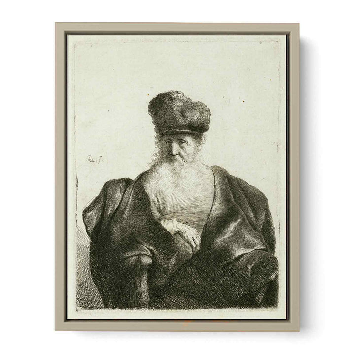 An old Man with Beard, Fur Cap, and Velvet Coat Painting