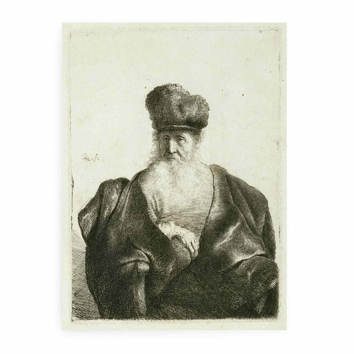 An old Man with Beard, Fur Cap, and Velvet Coat Painting