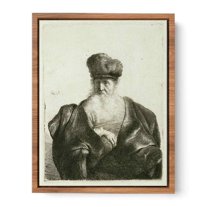 An old Man with Beard, Fur Cap, and Velvet Coat Painting