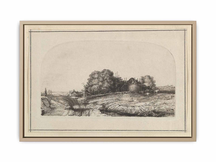 Landscape with a Haybarn and a Flock of Sheep Painting