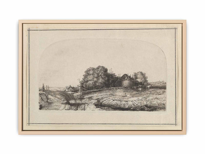 Landscape with a Haybarn and a Flock of Sheep Painting