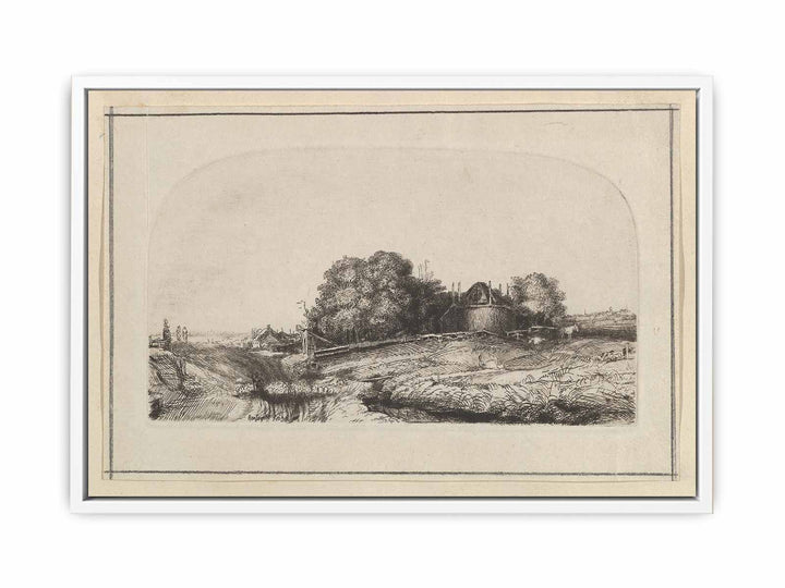 Landscape with a Haybarn and a Flock of Sheep Painting