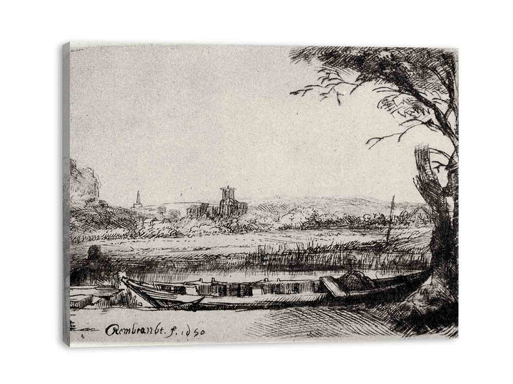 Canal With A Large Boat And Bridge 2
 Painting
