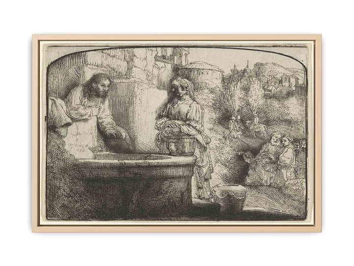 Christ and the Woman of Samaria An arched Print Painting