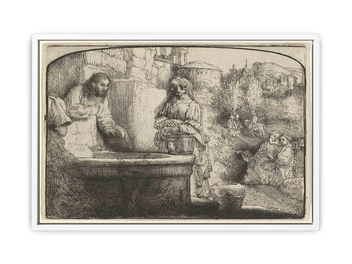 Christ and the Woman of Samaria An arched Print Painting