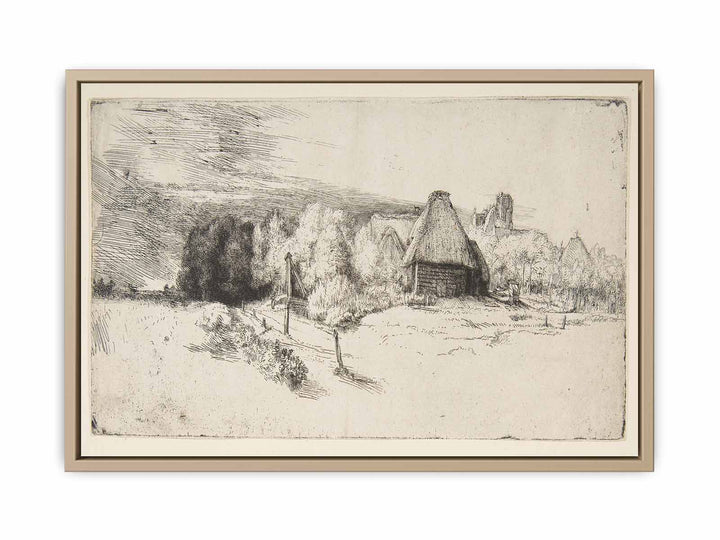 Landscape with Trees, Farm buildings and a Tower Painting