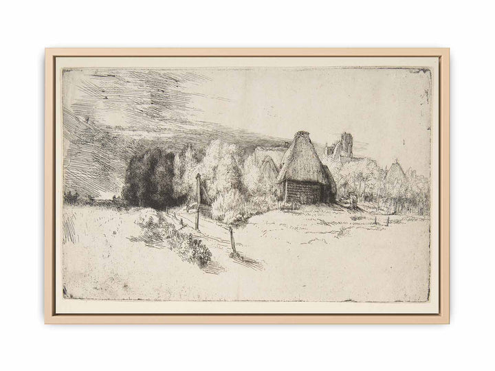 Landscape with Trees, Farm buildings and a Tower Painting