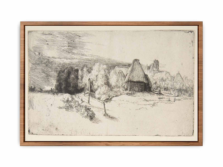 Landscape with Trees, Farm buildings and a Tower Painting