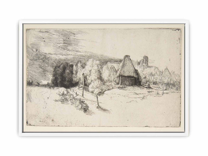 Landscape with Trees, Farm buildings and a Tower Painting